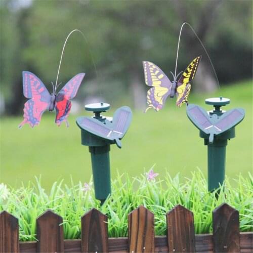 Dropship High Qulity Beautiful Vibration Solar Powered Flying Butterfly Bird Sunflower Yard Garden Stake Ornament Decor Newest