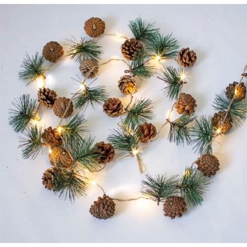 2M 20 Battery Powered Christmas String Light Pinecone Garland Fairy Lights For Winter Holiday New Year Tree Decor