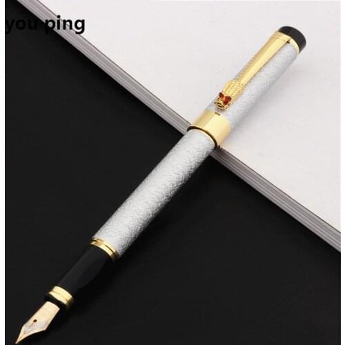 New High Quality 6006 Silver Colour Dragon Business Office Fountain Pen Student School Stationery Supplies Ink Pens