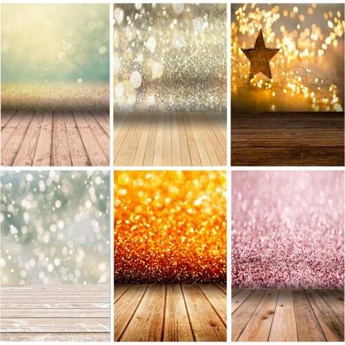 SHUOZHIKE Light Spot Bokeh Glitter Wooden Floor Portrait Photography Backdrops Props Photo Studio Backgrounds 21222 LX-01