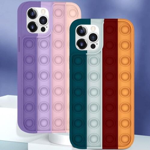 30pcs Relieve Stress Pop Fidget Toys Shockproof Soft Cover Silicone Case For iPhone 13 Pro Max 12 Mini 11 XS XR X 8 7 Plus SE