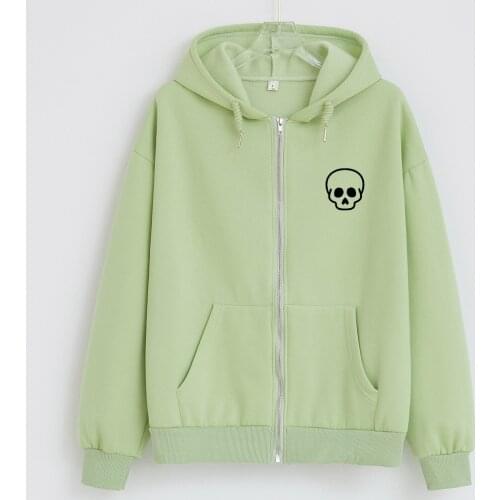 Cute Skeleton Hoodie Zip Y2k Jacket Cotton Sweatshirts Vintage 90s Aesthetic Long Sleeve Shirt Pocket Baggy Grunge Punk Hoodies