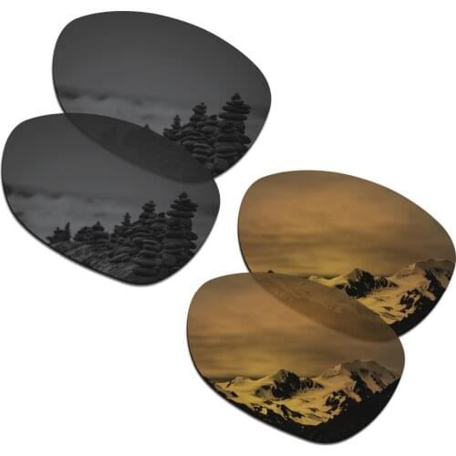 SmartVLT 2 Pairs Polarized Sunglasses Replacement Lenses for Oakley Crosshair New 2012 Stealth Black and Bronze Gold