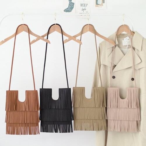 NEW Retro Women Leather Handbag Designer Leather Shoulder Bag Retro Tassel Handbag For Woman Fringe Shoulder Bags Ladies
