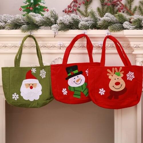 Three Colors Christmas Gift Bag Cute Santa Claus Snowman Candy Gift Bags Cookie Packaging Bags Party Christmas Storage Bag