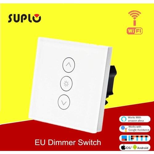 SUPLO WiFi Smart Wall Touch Light Dimmer Switch EU Standard APP Remote Control Compatible with Alexa and Google Home