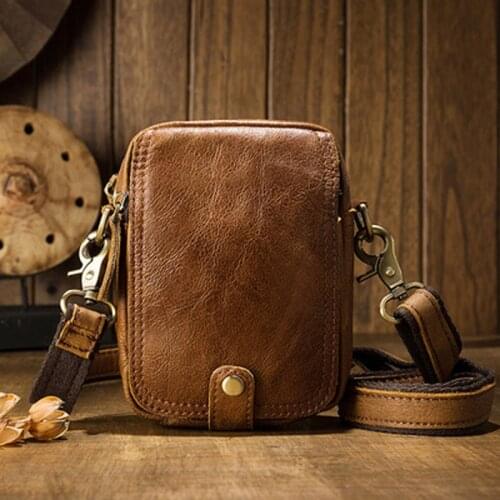 Japan and South Korea cowhide shoulder messenger small bag mens sports bag outdoor portable small backpack casual mini waist