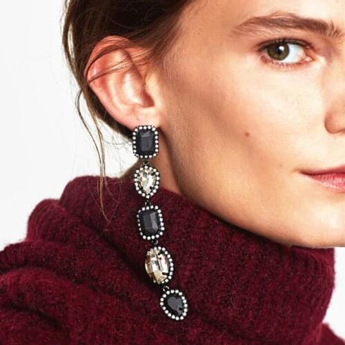 JURAN 2018 statement earring fashion Shiny crystal drops Earrings jewelry Long earrings for women gift factory price wholesale