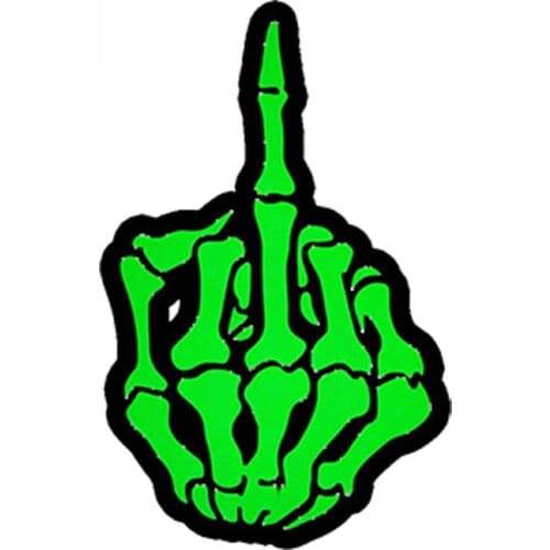 Funny Car Stciker Skull Middle Finger Skeleton Decal Waterproof Vinyl Stickers for Auto Moto Car Truck Tuning,13cm*7cm