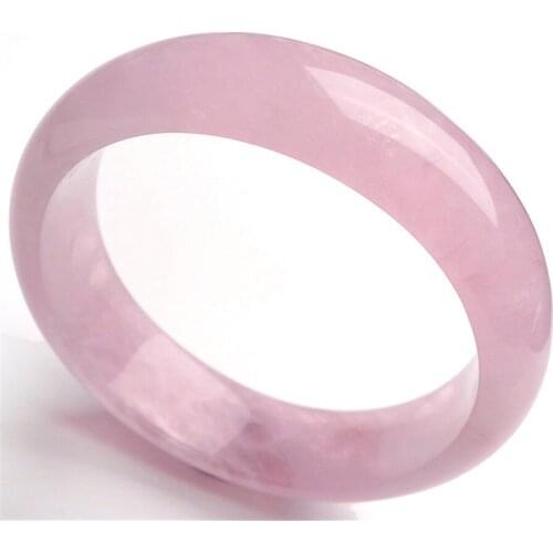 Inner Diameter 61mm Genuine Natural Madagascar Rose Crystal Round Charm Bracelet Bangles Women
