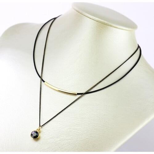 Fashion Black Leather Choker Necklace For Women Statement Multilayer Pendant Gold Chains Necklaces Punk Collar Trendy Jewelry