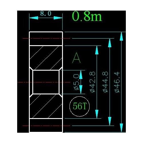 0.8m 56T/Hole 5mm 6mm 8mm 10mm/width 8mm/For Meat Grinder Parts etc