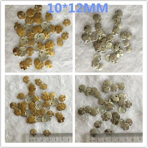 10*12MM Silver/Gold Hot-Fix Rhinestuds Skull Shape 500pcs/lot 3D Punk style metallic decorations for clothing/shoes/bags Hot Fix