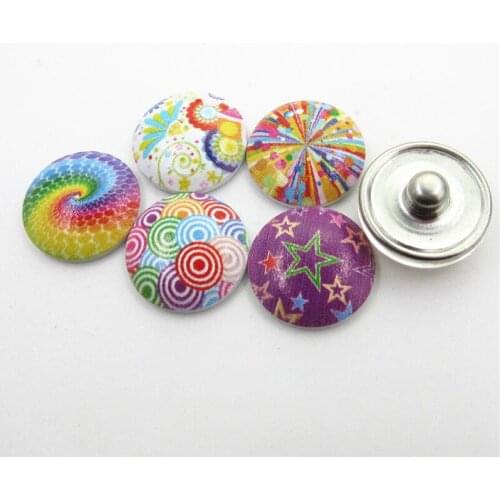 10pcs/lot Mix Printing Rainbow Snaps Button 18mm snap buttons Ginger Snap Bracelet&Bangles DIY Snap Jewelry Charms