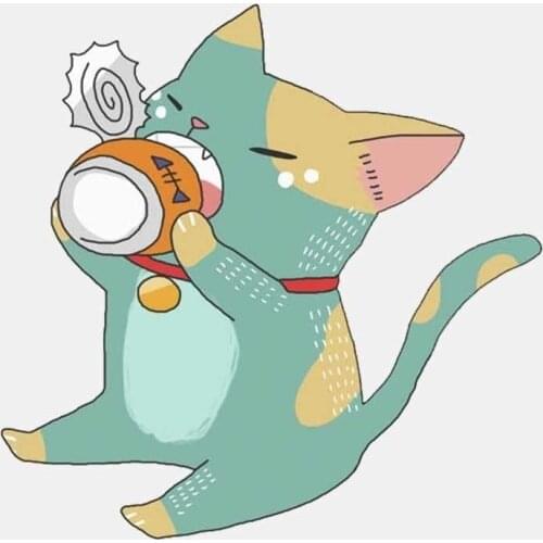 3D Cartoon Dreamy Lovely Eating Cat Decal Motorcycle Car Sticker Vinyl High Quality Custom Printing Waterproof Decal Kk13*13cm