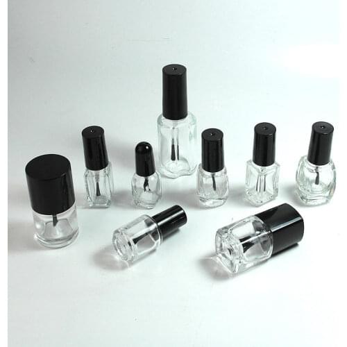 5/10/15ml Empty Nail Polish Glass Bottle Clear Portable UV Gel Container Refilled Storage Box Square Round Makeup Tube