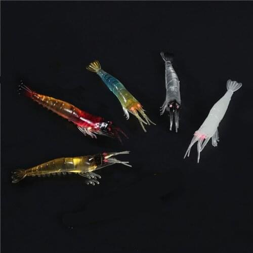 5pcs Shrimp Fishing Lures 8cm 3.5g Silicone Artificial Lifelike Shrimp Lure Swimbaits 5 Color Carp Fishing Tackle X370