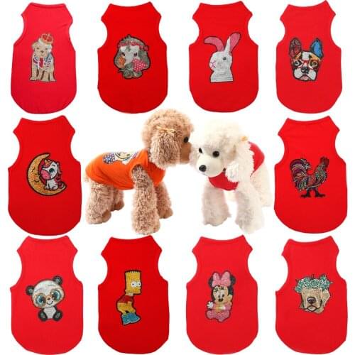 5D Diamond Painting Clothes for Small Dogs Cute Animal Printed Pullover vest for Dogs Pets Handcraft Clothing Summer Outfit S-L