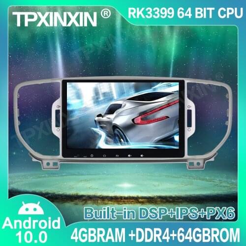 64G DSP Android 10 For KIA SPORTAGE 2016-2018 Car GPS Navigation Radio Player Car Multimedia Player Head Unit Tape Recorder IPS