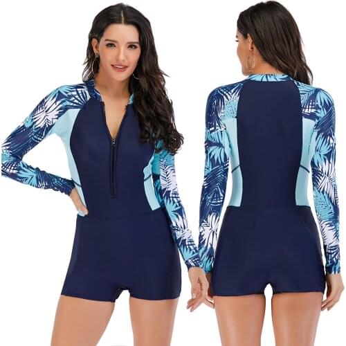 One Piece Long Sleeve Surfsuit Sunscreen Female Swimsuit Flat Angle Diving Suit Sexy Swimsuit