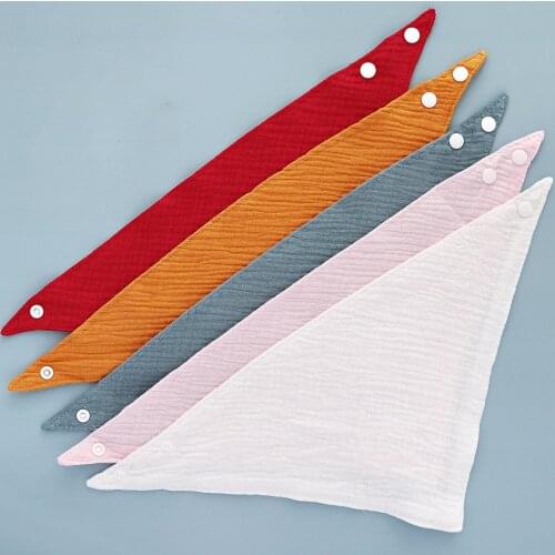 Baby Bandana Drool Bibs Snaps Soft Gauze Absorbent Saliva Towel Toddler Feeding Bibs Newborn Muslin Triangle Scarf Burp Cloth