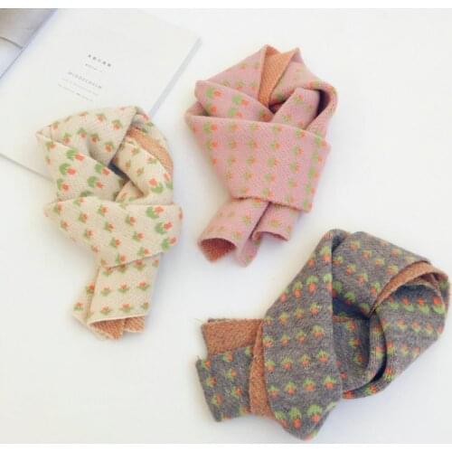 Baby Scarf Girls Flower Neckerchief Warmer Children Woolen Knitted Scarfs Korean Style Toddler Autumn Winter Shawl