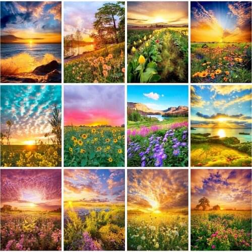 EverShine Diamond Embroidery Sunset Cross Stitch Diamond Painting Flowers Sea Picture Rhinestones Mosaic Art Gift New Arrivals