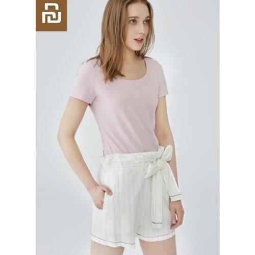 New 10：07 combed cotton slim sexy T-shirt V-neck round neck Fresh beauty Comfortable Breathable Girl summer short sleeve