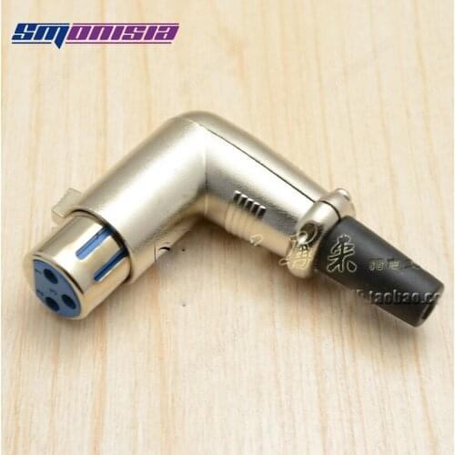 10pcs-500pcs Female Socket XLR Microphone K Connector 3Pins Elbow Plug 90 Degree
