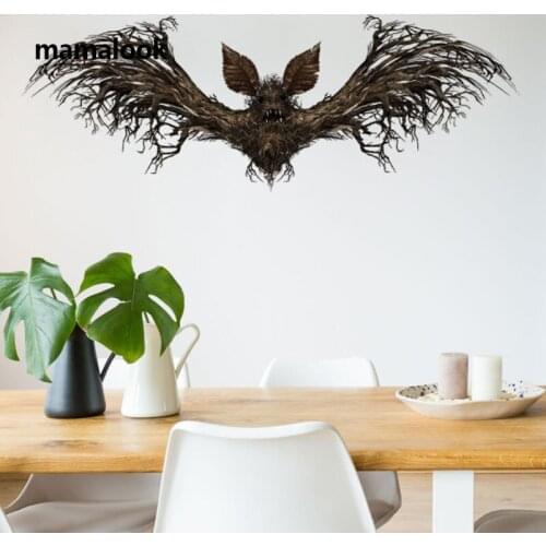 Halloween Horror Wall Sticker Black Bat with Big Wing Wallpaper Poster for Bedroom Living Room Home Decor Wall Stickers