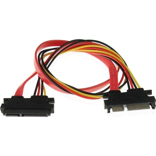 45CM SATA 22P 7 + 15Pin Male to Female Data Power Extension Cable