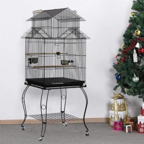 59x 59x139.5 Cm Assembled Style Iron Wire Bird With Rotating Casters Cockatiel Canary Love Bird Parrot Cage Outdoor Birdcage HWC