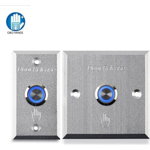 Aluminum Door Push Launch Key Button to Access Control Exit Button Release Push Switch with Blue LED Light for Home Security Pro