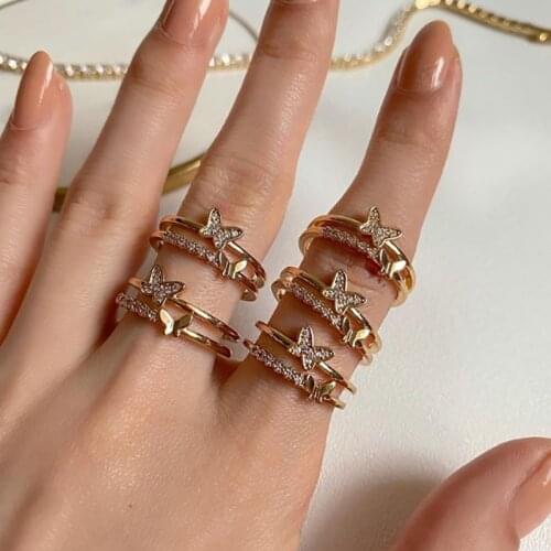 Gold Butterfly Open Rings For Women Vintage Open Adjustable Ring Special Resizable Ring Creative Love Forever Jewelry