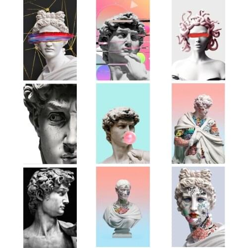 Michelangelo David Statue Human Body Sacred Beauty Canvas Painting Poster Print Living Room Art Artist Home Decoration Mural