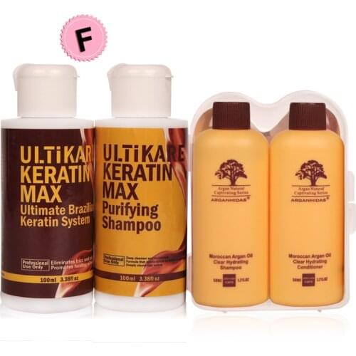 Mini Set 100ml Without Formalin Keratin Treatment Straighten Frizzy Hair+100ml Purifying Shampoo Get Free 2pcs 50ML Travel Kit
