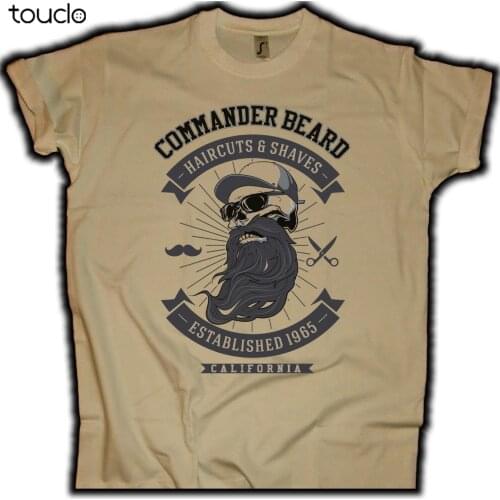Fashion Men T Shirt Free Shipping Old School T-Shirt Commander Beard Sand V8 Vintage Tattoo Retro Skull Barber Summer T-shirt