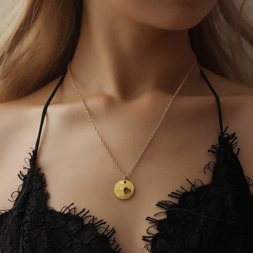 Fashion Geometric Gold Chain Necklace Women Hollow Heart Necklace Clavicle Chain Jewelry Valentines Day Gift egirl