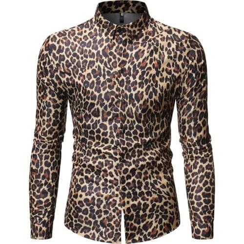 Mens Hipster Leopard Print Shirt 2020 Fashion Nightclub Men Long Sleeve Dress Shirt Party Singer Stage Cosplay Chemise Homme