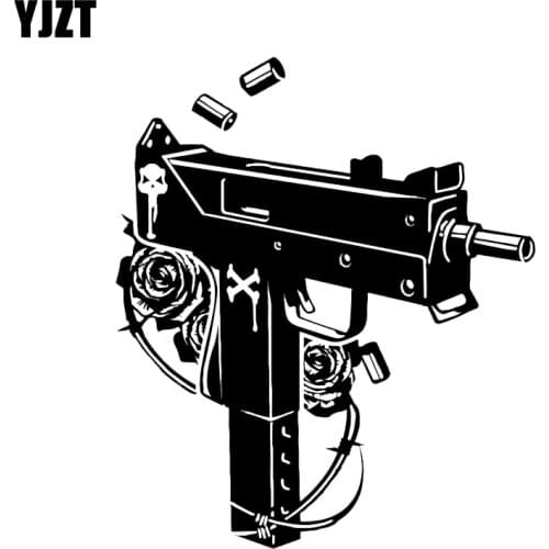 YJZT 16.9*19.6CM Interesting Silhouette Gun Graphic Car Sticker Black Silver Accessories Vinyl Decals Motorcycle C12-0295