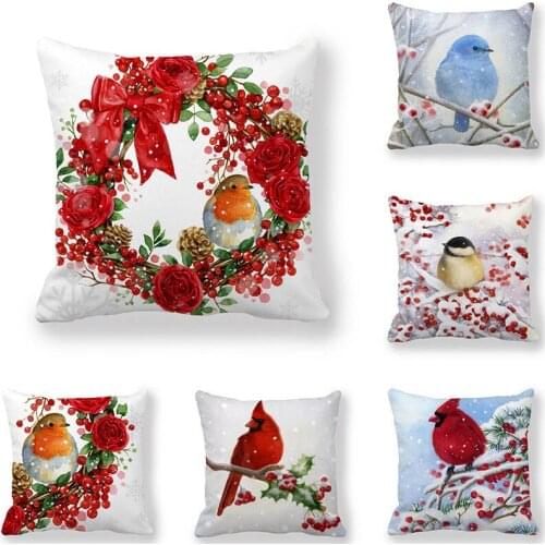 Bird Serie Cushion Cover Decorative Pillow Covers for Home Chair Peach Skin Throw Sofa Pillow Cases 45*45cm 1 pc