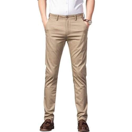 2021 Spring New Mens Plaid Casual Pants Business Fashion Slim Stretch Male Skinny Trousers Brand Clothes Black 38 Mens Joggers