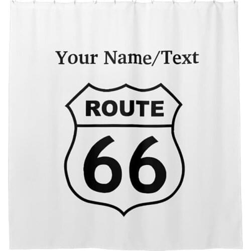 Novelty Custom Route 66 Bathroom Shower Curtains Set Funny Route 66 Road Sign Personalised Bath Decoration Waterproof Polyester