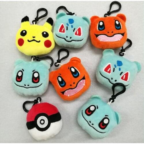 Anime Pokemon Plush Keychain Pikachu Charmander Squirtle Bulbasaur Stuffed Peluche Doll Toys Children Birthday Gift