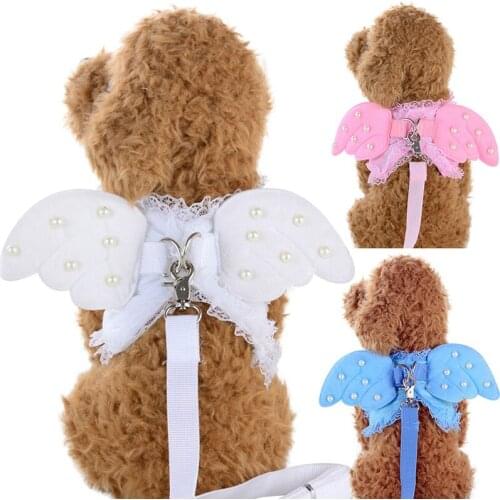 Pet Dog Angel Wing Harness Leashes Chihuahua Princess Puppy Pearl Accessories Adjustable Leashes for Small Dogs Supplies