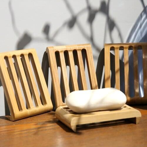 Simply design Kitchen Bath Clean Shower Soap Storage Plate Bamboo Wood Soap Dish Handmade Soap Drain Holder Wholesale