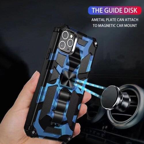 Military Shockproof Armor Phone Case for IPhone 12 11 Pro Max X XR XS Max 7 8 6S Plus SE 2020 Finger Ring Kickstand Bumper Cover