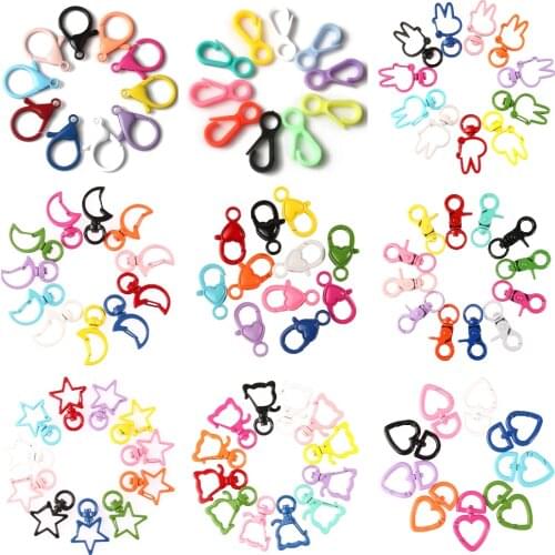 21Style Plastic Colorful Heart Star Shape Buckle Snap Hook Lobster Clasp DIY Needlework Luggage Sewing Handmade Wholesale
