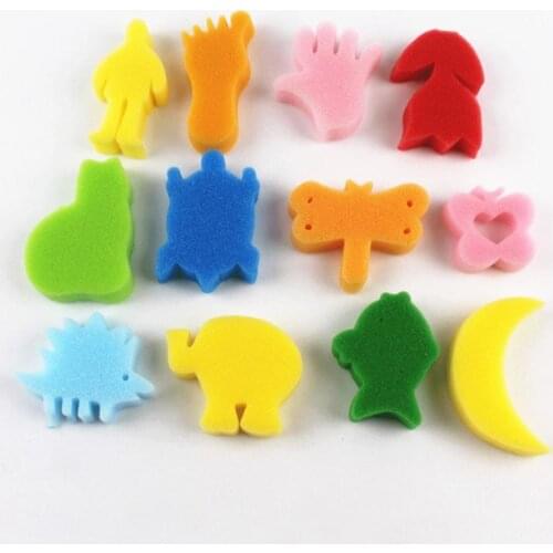 24Pcs Colorful Soft Assorted Sponge Children DIY Painting Art Craft Education Toy For Kids Early Learning Educational DIY Toys