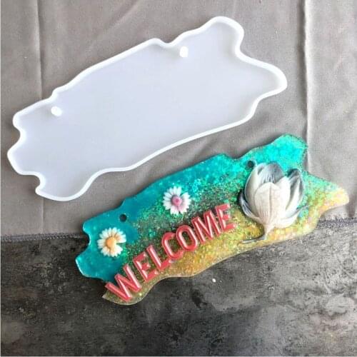 DIY Resin Crystal Epoxy Door Number Plate Mold Indicator Signs Happy Tags Cloud Shape Doorplate Casting Silicone Mould